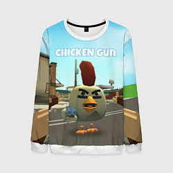 Свитшот мужской Chicken Gun - shooter, цвет: 3D-белый