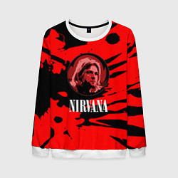 Мужской свитшот Nirvana красные краски рок бенд
