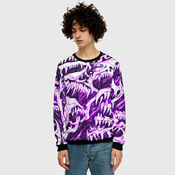 Свитшот мужской Белые клыки на розовом фоне, цвет: 3D-черный — фото 2