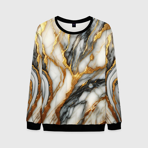 Мужской свитшот Мрамор - текстура / 3D-Черный – фото 1