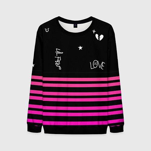 Мужской свитшот Lil Peep розовые полосы / 3D-Черный – фото 1