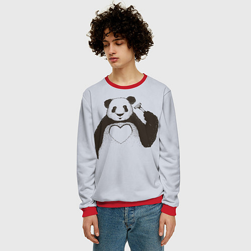 Мужской свитшот Panda love art / 3D-Красный – фото 3