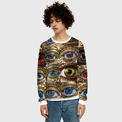 Свитшот мужской Металлические глаза в стиле стимпанк, цвет: 3D-белый — фото 2