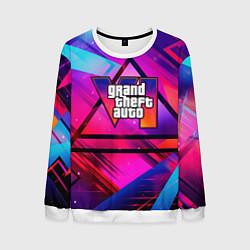 Свитшот мужской GTA 6 logo абстракция, цвет: 3D-белый