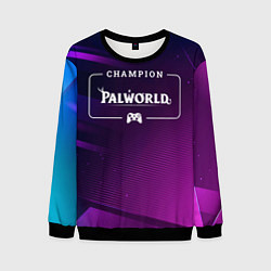 Свитшот мужской Palworld gaming champion: рамка с лого и джойстико, цвет: 3D-черный