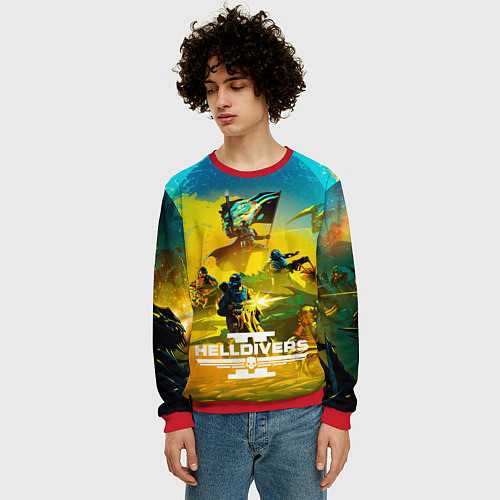 Мужской свитшот Helldivers 2: Battle / 3D-Красный – фото 3