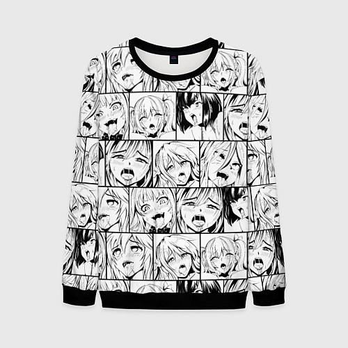 Мужской свитшот Ahegao pattern / 3D-Черный – фото 1