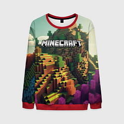 Свитшот мужской Minecraft logo карты, цвет: 3D-красный