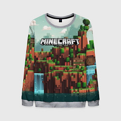 Свитшот мужской Minecraft logo квадратный мир, цвет: 3D-меланж