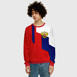 Свитшот мужской Спортивная текстура герб России, цвет: 3D-красный — фото 2