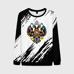 Свитшот мужской Герб России краски черно белые, цвет: 3D-черный