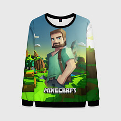 Свитшот мужской Minecraft персонаж зеленый мир, цвет: 3D-черный