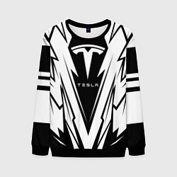 Свитшот мужской Tesla - black and white, цвет: 3D-черный