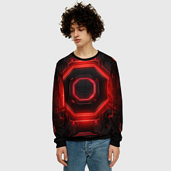 Свитшот мужской Nvidia style black and red neon, цвет: 3D-черный — фото 2