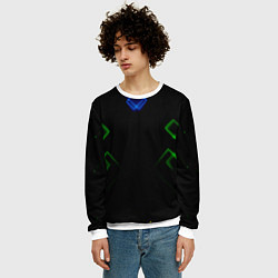 Свитшот мужской Зелёный неон абстракция, цвет: 3D-белый — фото 2