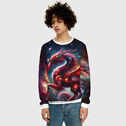 Свитшот мужской Красный космический дракон, цвет: 3D-белый — фото 2