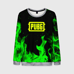 Свитшот мужской PUBG кислотное лого огненный стиль, цвет: 3D-меланж