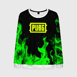 Свитшот мужской PUBG кислотное лого огненный стиль, цвет: 3D-белый