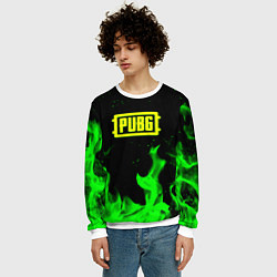 Свитшот мужской PUBG кислотное лого огненный стиль, цвет: 3D-белый — фото 2