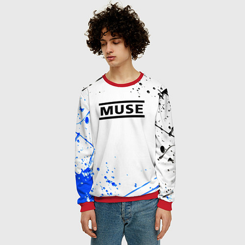 Мужской свитшот MUSE рок стиль краски / 3D-Красный – фото 3