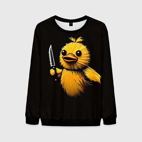 Мужской свитшот Утка с ножом мем / 3D-Черный – фото 1
