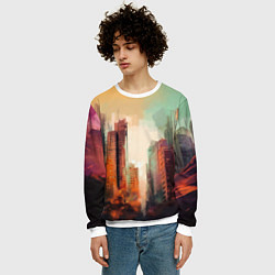 Свитшот мужской Пейзаж городской застройки, цвет: 3D-белый — фото 2