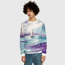 Свитшот мужской Яхта идущая по волнам, цвет: 3D-белый — фото 2