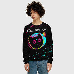 Свитшот мужской Coldplay - rock star cat, цвет: 3D-черный — фото 2