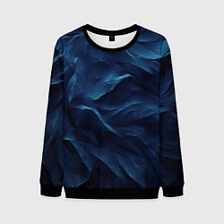 Свитшот мужской Синие глубокие абстрактные волны, цвет: 3D-черный