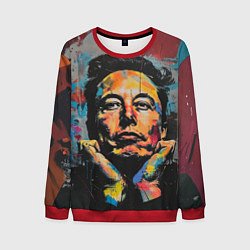 Свитшот мужской Илон Маск граффити портрет, цвет: 3D-красный
