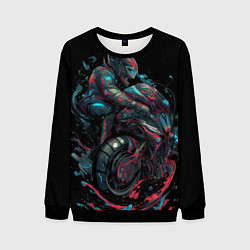 Свитшот мужской Мотоцикл будущего в стиле киберпанк, цвет: 3D-черный
