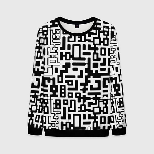 Мужской свитшот Чёрно-белая глитч инфекция / 3D-Черный – фото 1
