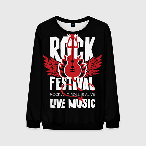 Мужской свитшот Rock festival - live music / 3D-Черный – фото 1