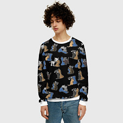 Свитшот мужской Котики и шахматы на черном, цвет: 3D-белый — фото 2