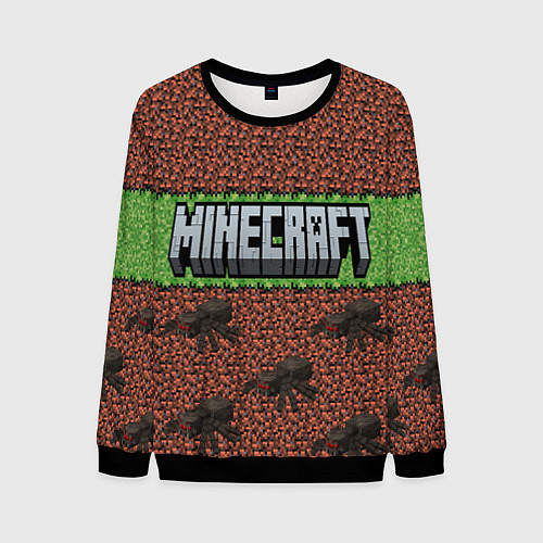 Мужской свитшот Minecraft logo with spider / 3D-Черный – фото 1