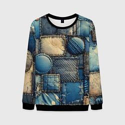 Свитшот мужской Denim patchwork - ai art, цвет: 3D-черный