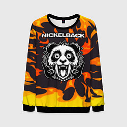 Свитшот мужской Nickelback рок панда и огонь, цвет: 3D-черный