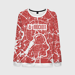 Свитшот мужской Красная карта Москвы, цвет: 3D-белый