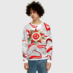 Свитшот мужской Великая отечественная - красные нити, цвет: 3D-белый — фото 2