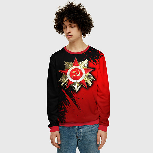 Мужской свитшот Велика отечественная - красный градиент / 3D-Красный – фото 3