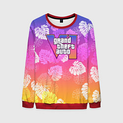 Свитшот мужской Grand Theft Auto VI - пальмы, цвет: 3D-красный