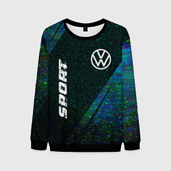 Свитшот мужской Volkswagen sport glitch blue, цвет: 3D-черный