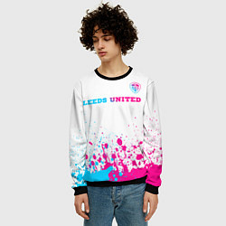 Свитшот мужской Leeds United neon gradient style посередине, цвет: 3D-черный — фото 2