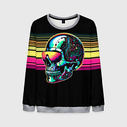 Свитшот мужской Cyber skull - ai art fantasy, цвет: 3D-меланж