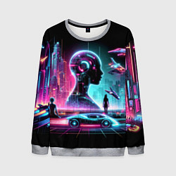 Мужской свитшот Футуристический коллаж - нейросеть