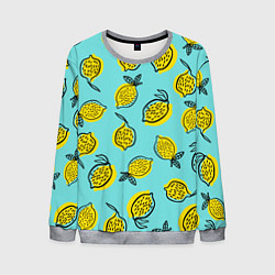 Свитшот мужской Летние лимоны - паттерн, цвет: 3D-меланж
