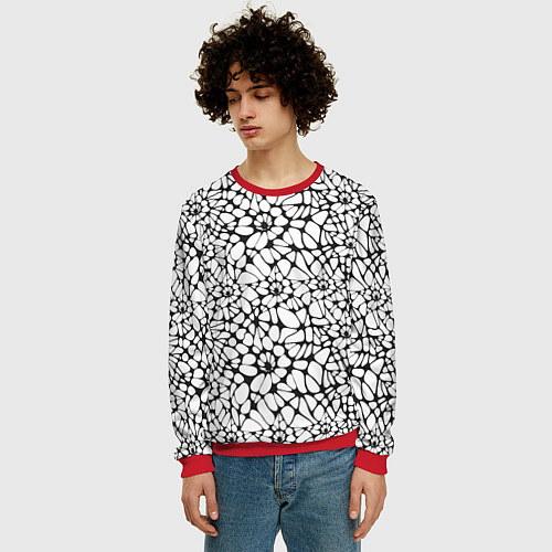 Мужской свитшот Абстрактный узор из звезд / 3D-Красный – фото 3