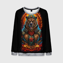 Свитшот мужской Русский военный медведь солдат, цвет: 3D-меланж