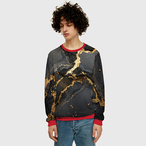 Мужской свитшот Золото и черный агат / 3D-Красный – фото 3