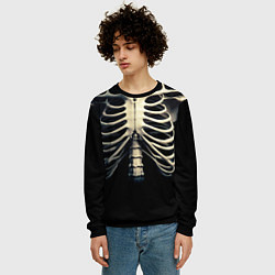 Свитшот мужской Человеческий скелет на черном фоне, цвет: 3D-черный — фото 2